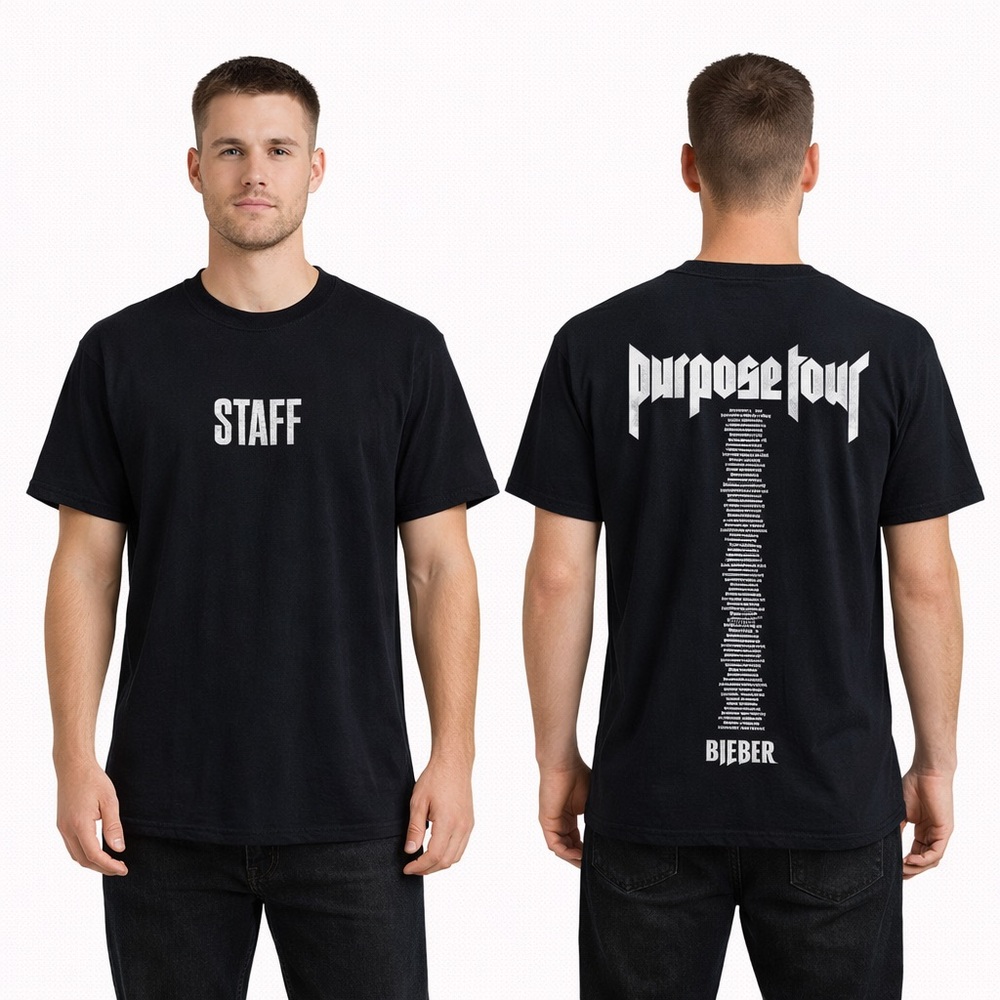 Justin Bieber Staff Purpose Tour Black Concert T-Shirt
